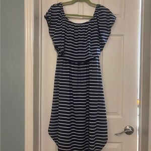 Chic Navy and White Striped Dress